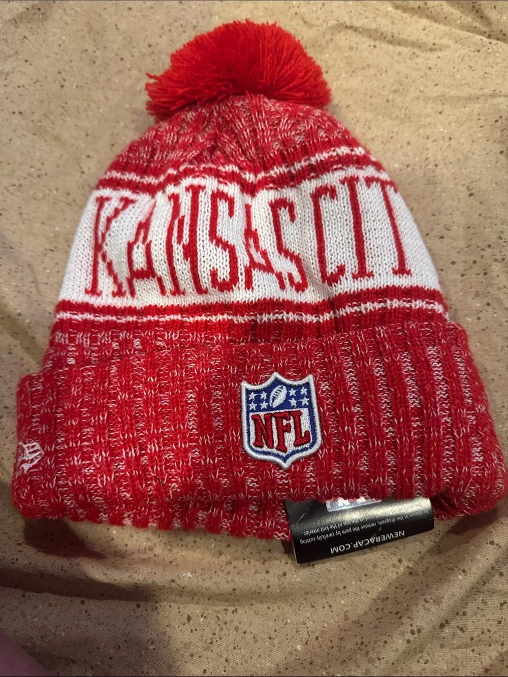 NFL Kansas City Chiefs Red & White Kids Pom Beanie